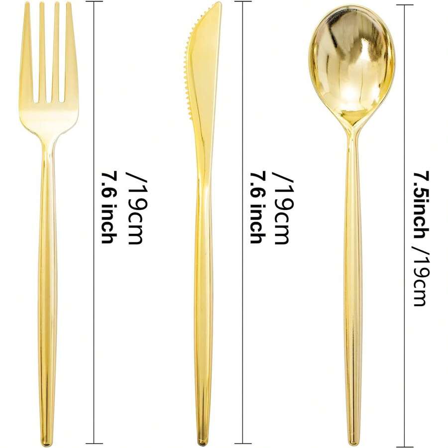 3 Pcs Gold Stainless Steel Silverware, Luxury Gold Stainless Steel Cutlery, Heavy Weight Gold