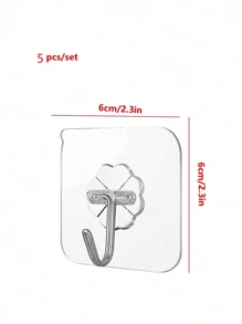5 piezas/1 piezas /8 piezas Gancho de pared adhesivo fuerte de acero inoxidable transparente, gancho de almacenamiento de llaves multiusos, adecuado para cocina, baño, puerta