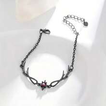 1pc Retro Fashion Gothic Style Men's Bracelet, Men's Accessory Gift Halloween - Black - View 5