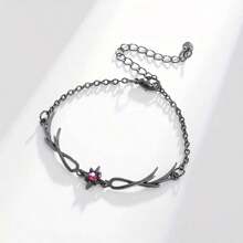 1pc Retro Fashion Gothic Style Men's Bracelet, Men's Accessory Gift Halloween - Black - View 4