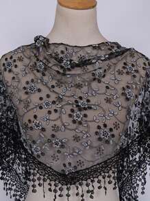 1 pieza/2 piezas Chal/Bufanda de mujer de unicolor/estampado de encaje con flecos, casual y versátil para primavera/verano - bufanda triangular - Ver 16