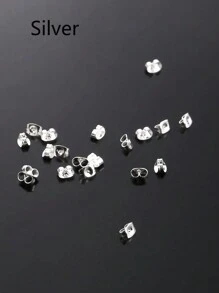 200入不鏽鋼金鍍耳塞蝴蝶形耳環後扣,玫瑰金銀耳塞止動器 - 銠色 - 查看 6