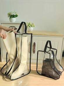 1pc hoge laarzen tassen organizer voor reizen waterdichte cowboylaarzen tassen voor opslag draagbare schoenen reistassen voor vrouwen mannen ophangbare skischoenen tassen stofvrije schoenen tassen - Zwart & wit - Bekijken 5