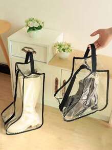 1pc hoge laarzen tassen organizer voor reizen waterdichte cowboylaarzen tassen voor opslag draagbare schoenen reistassen voor vrouwen mannen ophangbare skischoenen tassen stofvrije schoenen tassen - Zwart & wit - Bekijken 4