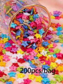 200入組彩色星形塑料釦扣,適用於diy手工製作與服裝點綴 - 彩色 - 查看 4