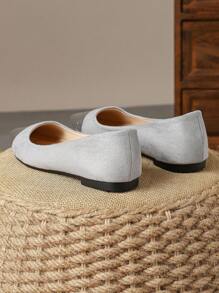 MonaNise 女士舒适尖头黑色蛇纹黄色平底鞋，深蓝色，适合旅行和秋季，休闲百搭橄榄绿低帮纯色鞋 - 銀色 - 查看 5