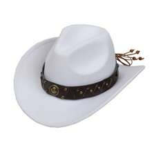 1pc Bull Head Western Cowboy Knitted Hat Gunslinger Felt Cowgirl Unisex Cap With Drooping Brim, Jazz Hat, Horse Riding Hat, Outdoor Camping Warm Gift Hat, Personalized Jazz Hat,  Knitted Hat, Retro Hat, British Style Performing Dance Matching Prop, Adult Texan Cowgirl Hat Fancy Dress Party Accessory Country Western Rancher Jazz Panama Hats Godfather Cap