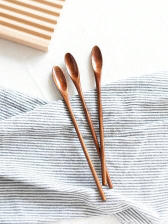Reusable Wooden Stirring Spoon/Coffee Spoon, Long Handle Wooden Spoon Suitable For Milk And Honey, Easy To Clean Back To School