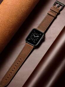 1入組男女皮革錶帶，兼容蘋果手錶帶49mm 45mm 41mm 44mm 42mm 40mm男女手鍊手環，兼容蘋果手錶Ultra 8 7 6 5 4 SE帶智能手錶帶附件 - 棕色 - 查看 1