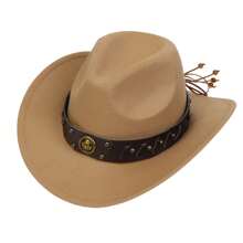 1pc Bull Head Western Cowboy Knitted Hat Gunslinger Felt Cowgirl Unisex Cap With Drooping Brim, Jazz Hat, Horse Riding Hat, Outdoor Camping Warm Gift Hat, Personalized Jazz Hat,  Knitted Hat, Retro Hat, British Style Performing Dance Matching Prop, Adult Texan Cowgirl Hat Fancy Dress Party Accessory Country Western Rancher Jazz Panama Hats Godfather Cap