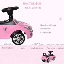 HOMCOM Macchinina per Bambini Cavalcabile con Volante, Fari e Musiche Integrate, Età 18-36 Mesi, 63.5x28x36cm, Rosa - Rosa - Visualizzare 4
