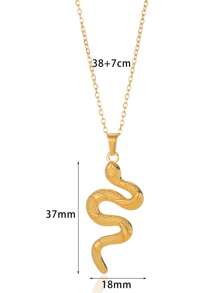 Stainless Steel Snake Necklace For Women Men Gold Color Zodiac Animal Pendant Necklace Fashion Jewelry Gift - Yellow Gold - View 16