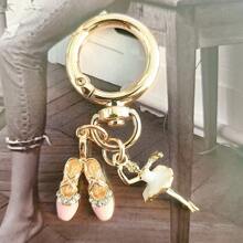 1入組合金芭蕾舞鞋鑰匙扣，適合作為汽車鑰匙扣或袋子吊飾，作為禮物非常適用 - 粉色 - 查看 5