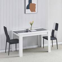 Dining Room Set, Black White Dining Table And Chairs, 120x80 Cm Kitchen Table Dining Table With Chairs - Black and White - View 3