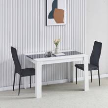 Dining Room Set, Black White Dining Table And Chairs, 120x80 Cm Kitchen Table Dining Table With Chairs - Black and White - View 5