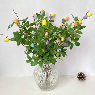 1pc Imitation Easter Egg Decoration For Home Indoor Artificial Foam Egg Floral Arrangement, Single