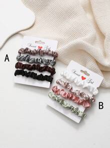 4 dây buộc tóc bản rộng bằng vải satin màu trơn, dây buộc tóc mỏng co giãn để buộc tóc đuôi ngựa, búi tóc, dây buộc tóc đuôi ngựa ngày lễ tình nhân thông thường, dây buộc tóc - Nhiều màu - Xem 7