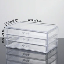 1pc Transparent Acrylic Makeup Organizer Storage Box With Drawers For Dressing Table, Lipstick Holder,For Holiday Beach, Bathroom Collection, Bedroom Collection, Large Capacity,Makeup Bag,Travel Essential - Clear - View 4