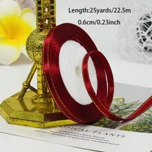 1 Roll 25 Yards, 0.6cm Phnom Penh Ribbon Wedding Candy Box Ribbon Gift Wrap Ribbon Ribbon Hand-Made D Iy Decorative Tape - 0.6cm - View 10