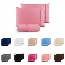 Sheet Sets With Pillowcases - 乾枯玫瑰色 - 查看 2