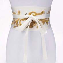 1件女士刺绣多功能腰带，装饰连衣裙腰带，时尚中国结款式，适合成熟休闲面料，束腰带，波西米亚风 - 打結款 - 查看 11