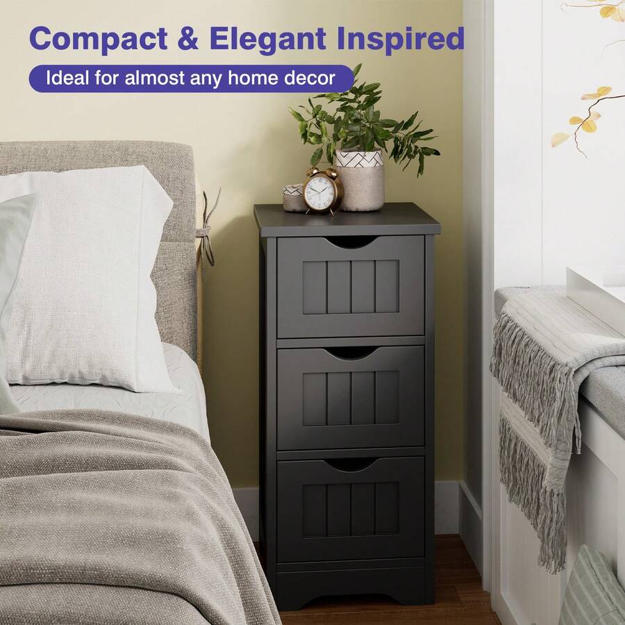 Bathroom Wooden Free Standing Storage Side Floor Organizer3