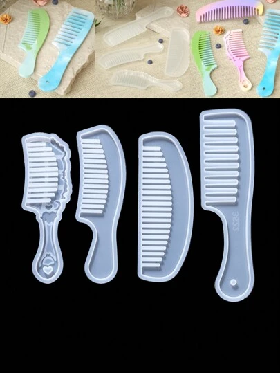 Diy 鏡面效果透明矽樹脂模具,搭配乾燥花設計,適用於 Uv 樹脂工藝品、梳子、鏡子和水晶滴膠製作