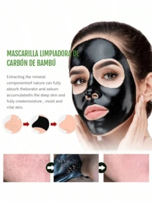 Mascarilla de barro de carbón de bambú para limpiar los poros 10pcs/caja - Negro - Ver 2