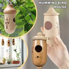 Hummingbird House Bird Wooden Hand Craft Ornament Outdoor Garden Patio Hanging Decor - 木C - 查看 4