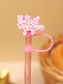1pc/3pcs/6pcs Straw Tips Cover, Reusable Straw Toppers, Kawaii Heart Shaped Silicone Straw Sleeve Caps, Decorative Straw Caps, Friends Gathering, Dustproof Straw Covers, Party Supplies, Thanksgiving Christmas Halloween Gifts - Pink - View 6