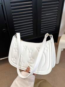 Bolso de hombro minimalista de unicolor para dama - Blanco - Ver 1