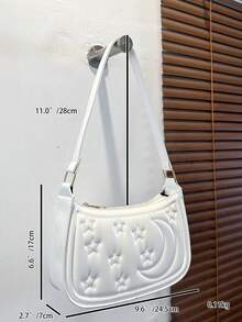 Bolso de hombro minimalista de unicolor para dama - Blanco - Ver 2