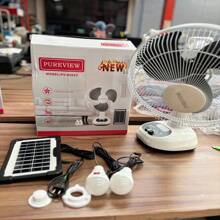 Ventilador eléctrico de mesa con luz y función de Banco de energía, portátil,escritorio, recargable, solar, 12 pulgadas - Negro - Ver 4