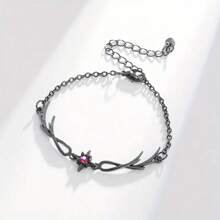 1pc Retro Fashion Gothic Style Men's Bracelet, Men's Accessory Gift Halloween - Black - View 9