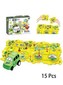 Byson 貝森兒童教育拼圖車玩具 - 2024新火車軌道拼圖,電動賽車軌道拼圖套裝,教育玩具車輛地板拼圖恐龍列車玩具,適用於兒童遊戲墊 - 恐龍系列 - 查看 8