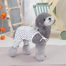 Pet Clothes, Dog Pants, Cat Jumpsuit Casual Pants, 24 Stars Four Legs Letter Embroidery Loungewear, Casual Wear, New Teddy Home Clothes, Spring/Summer Sun Protection Clothes, Fashionable New Polka Dot Dog Clothes - White - View 10