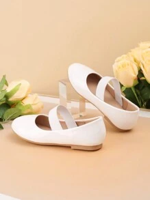 1雙時尚純色珍鞋,適用於女孩,輕盈透氣,適合任何季節行走舒適 - 白色 - 查看 6