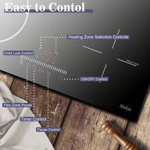 Hobsir Plug In Induction Hob 4 Zones Electric Hob 60cm With Flexible Zone For Griddle Plate, Bulit-In, 2800W, Slider Touch, Timer, Child-Lock, Pause Function,13 Amp - Black - View 5