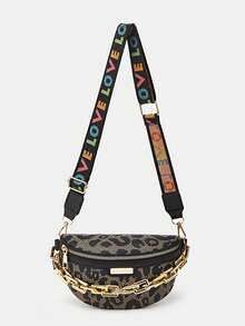 2024新夏季時尚兒童花卉胸包,高級感肩背袋,豹紋腰包