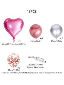 13 件气球套装，包括一个 18 英寸粉色心形气球和十二个 12 英寸玫瑰金闪亮透明乳胶气球，适用于婚礼和生日派对装饰、圣诞节 - 彩色 - 查看 4