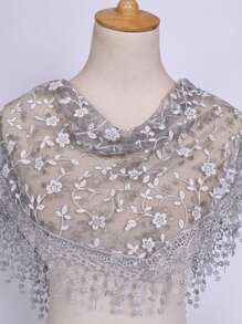 1 pieza/2 piezas Chal/Bufanda de mujer de unicolor/estampado de encaje con flecos, casual y versátil para primavera/verano - bufanda triangular - Ver 22