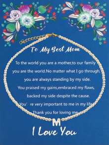 1 件女時尚簡約心型「媽媽」吊墜,鑲嵌氧化鋯,母親節禮物 - Mom - 查看 16