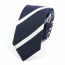 1 pieza Corbata delgada formal de negocios para hombres a cuadros y rayas de 6 cm, adecuada para el trabajo, uso diario, bodas y fiestas
