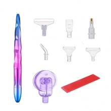 9pcs/Set Diamond Painting Pen, Glue Mud, Roller, Combination Set - Purple - View 9