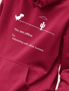 Men Hoodies - 酒紅色 - 查看 1