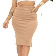 Women Skirts - 卡其色 - 查看 1