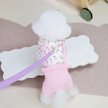 寵物衣服狗狗褲子,貓咪連身衣,花卉四腳褲,字母刺繡居家服,泰迪居家服新款,防曬夏季衣物,時尚狗狗新裝 - 粉色 - 查看 18