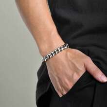 1 Stück minimalistisches Edelstahl Panzerkette Armband, Silber/Gold/Schwarz, modisches Geschenk für den besten Freund des Mannes