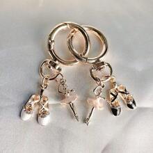 1入組合金芭蕾舞鞋鑰匙扣，適合作為汽車鑰匙扣或袋子吊飾，作為禮物非常適用 - 粉色 - 查看 3