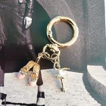 1入組合金芭蕾舞鞋鑰匙扣，適合作為汽車鑰匙扣或袋子吊飾，作為禮物非常適用 - 粉色 - 查看 6